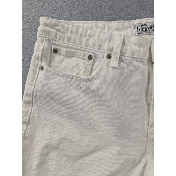 Lucky Brand Jeans Womens Size 12 White Distressed Raw Hem Sienna Silm Boyfriend - Picture 2 of 16